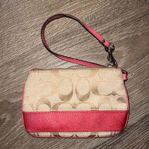 Coach Wristlet. Tan & peach. Good condition.